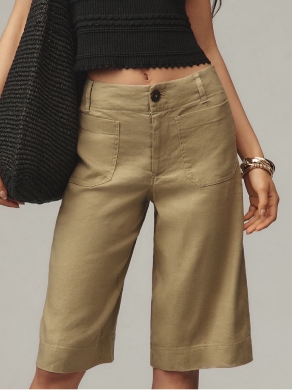 Maeve By Anthropologie The Colette Longline Linen Blend Shorts Size 25